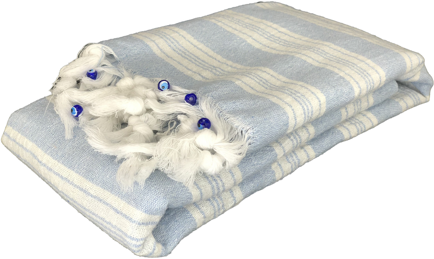 TURKISH TOWEL PESHTEMAL PESTEMAL %100 COTTON FOR BATH SPA GYM BEACH Color:light blue